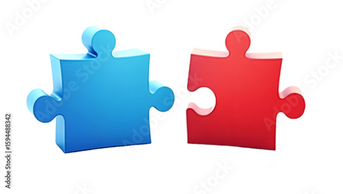 Puzzle piece in 3D style, isolated on transparent background.
