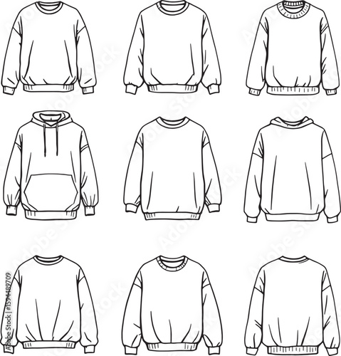 Sweatshirt line art fashion hoodie drawing clean simple outline