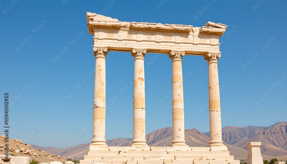 Fototapeta premium Serene Columns Against Clear Blue Sky