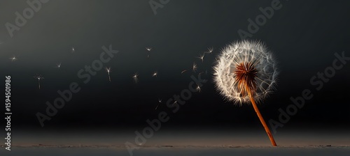 A dandelion seed ready to fly in the wind 