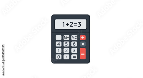 Basic calculator performing simple arithmetic and representing finance, mathematics, calculation, and educational concepts.