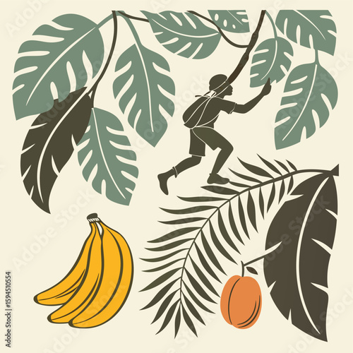 Tropical explorer in lush foliage