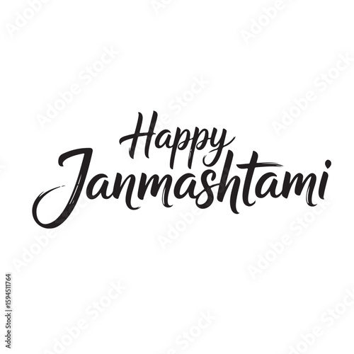 Elegant Happy Janmashtami Wishes Design with Calligraphic Font for Festive Celebration