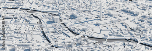 Photography 3D render map of Berlin cityscape
