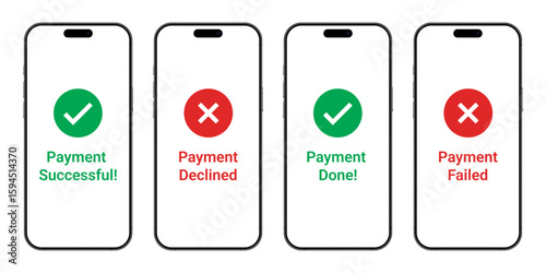Mobile phone payment successful and failed transaction set