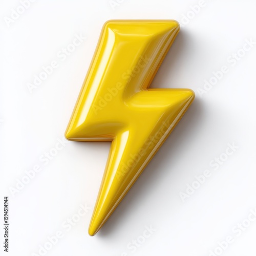 Bright yellow lightning bolt symbol isolated on white background