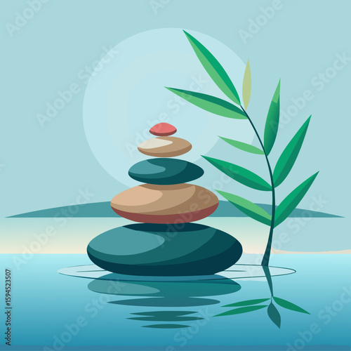 zen stones and bamboo