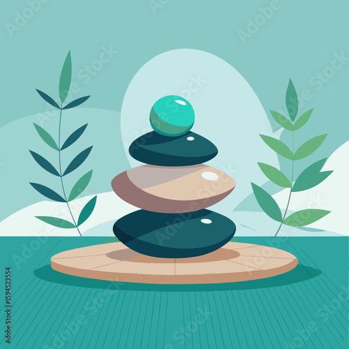 zen stones and leaves