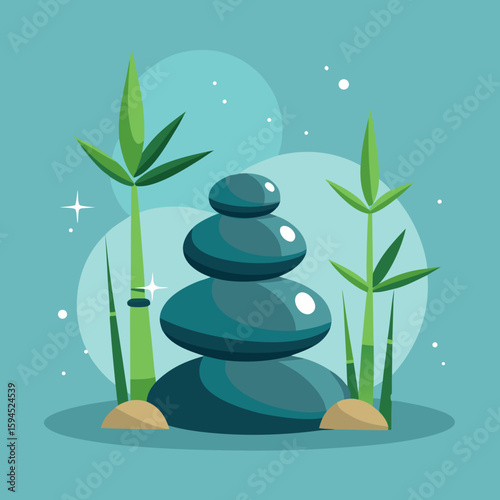 zen stones and bamboo
