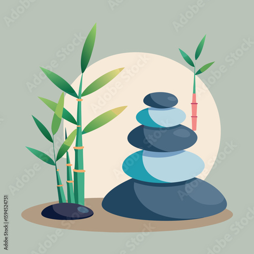 zen stones and bamboo