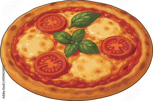 マルゲリータのピザのイラスト