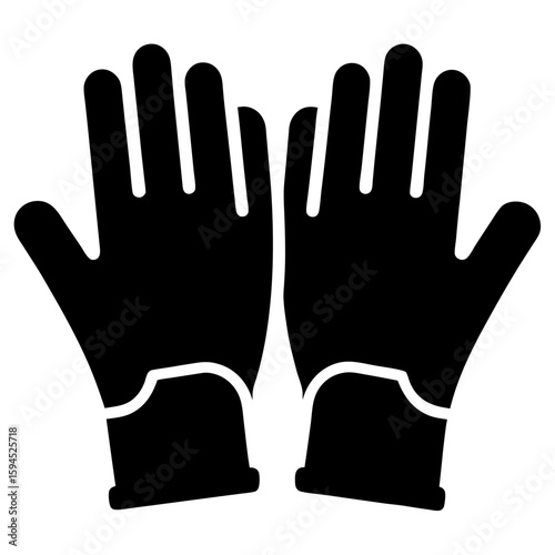 Black silhouette of a pair of climbing gloves isolated on white background