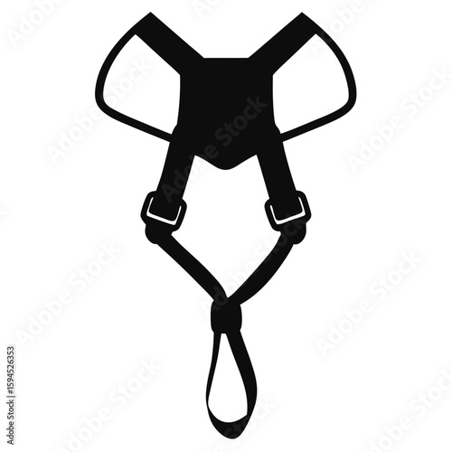 Black silhouette of a climbing harness isolated on white background