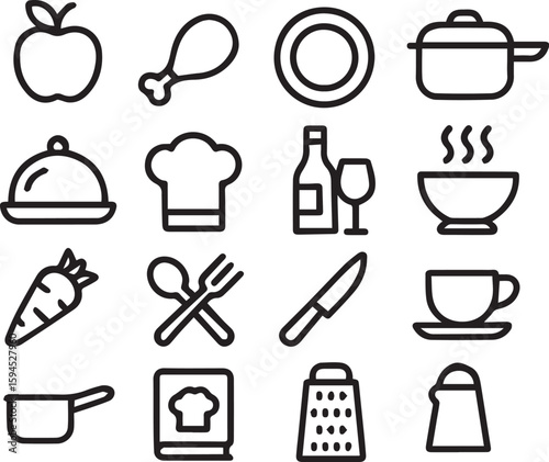 set of kitchen icons