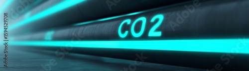 Close-up of a futuristic glowing pipeline labeled 