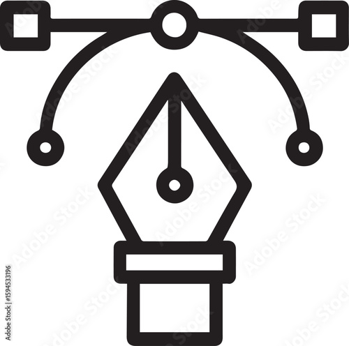 vector illustration of a black silhouette of a pen