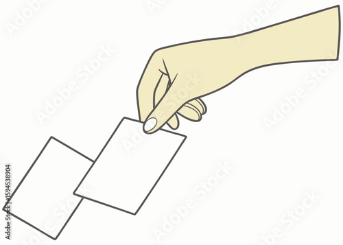 Hand holding blank cards mockup presentation template vector illustration
