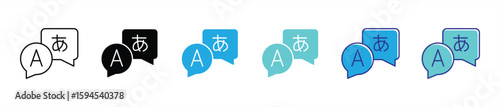 talk the language icon set. contain real-time translation, multilingual chat, cross-cultural conversation thin line and color style icon symbol sign for your app web. vector illustration