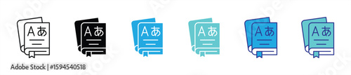 page of understanding icon set. contain vocabulary building, bilingual books, language learning resource thin line and color style icon symbol sign for your app web. vector illustration