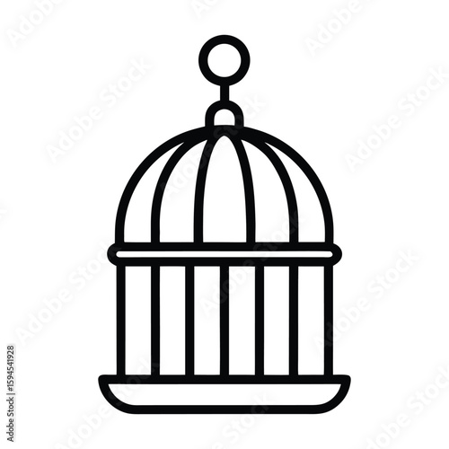 Bird cage icon in solid silhouette vector style vector on white background