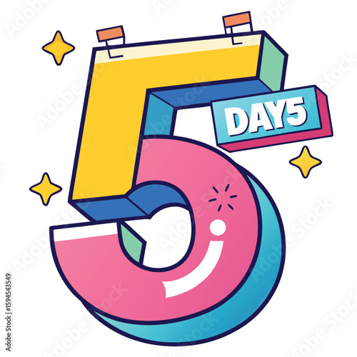 Five days left icon. 5 days to go. vector illustration