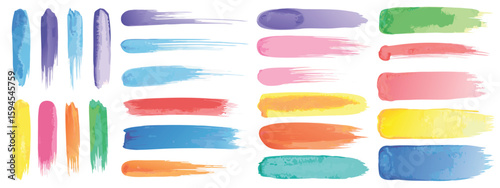 Colorful Watercolor Paint Strokes Collection Various Brush Textures and Designs on White Background Resource