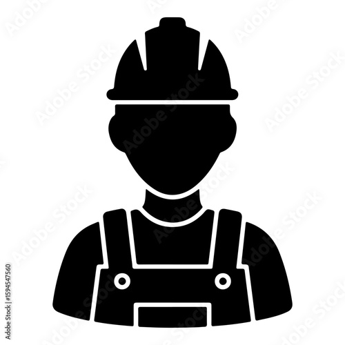 Construction worker vector icon wearing safety helmet