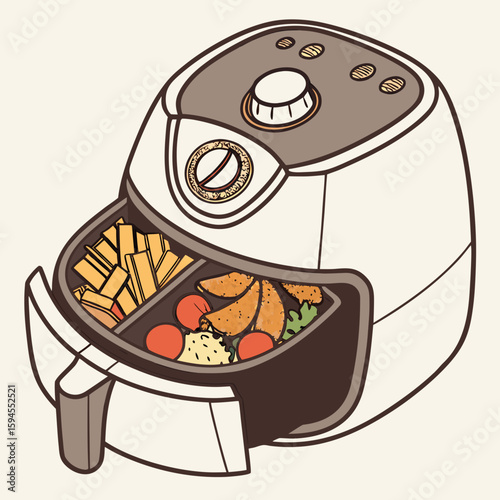 Air Fryer Delight: A visual representation of the convenience and versatility of an air fryer, showcasing a diverse array of foods cooked to perfection within.