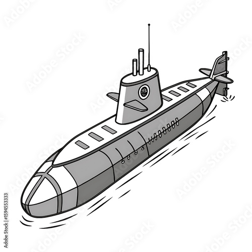 Submarine Illustration: Underwater Vehicle, Military, and Exploration Vector Art
