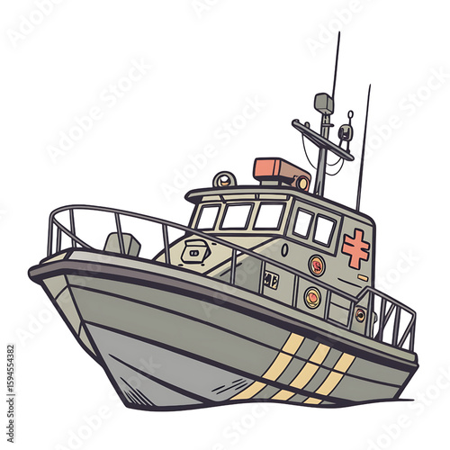 Rescue Patrol Boat: Emergency, Coast Guard, Medical, and Water Safety Vessel Illustration