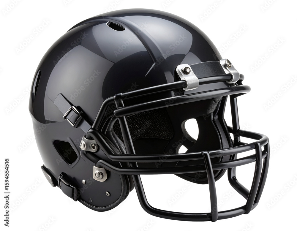 Fototapeta premium Modern Sports Helmet Front Facing with Chin Strap, transparent background