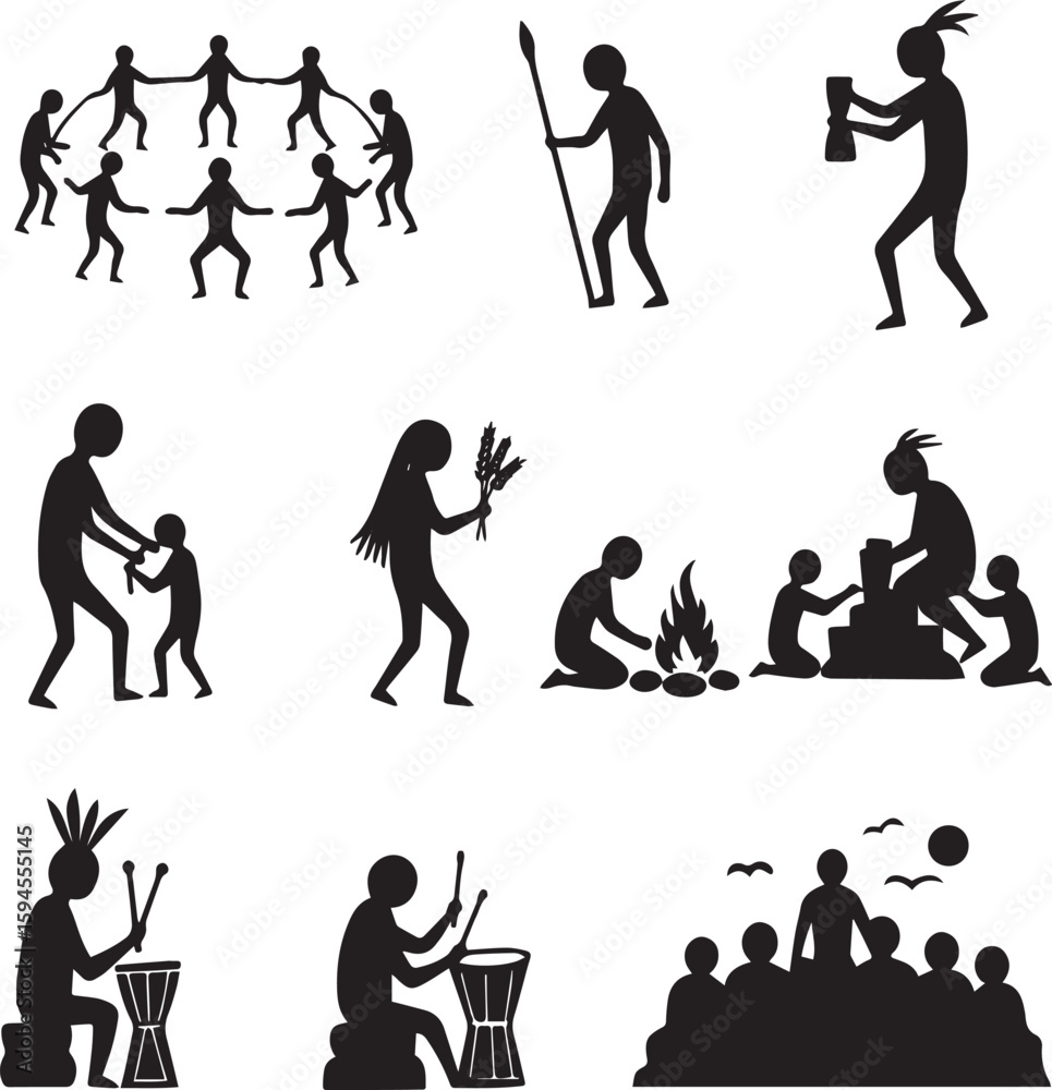 Naklejka premium black icon set character pack