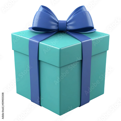 Blue gift box with bow isolated on white background perfect for birthday holiday and celebration gifts