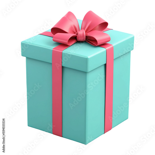 Red gift box with bow isolated on white background celebration present package 