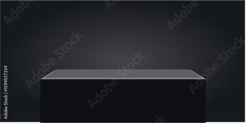 Black elegant cube block podium stage pedestal and platform vector. Ideal for product displays, awards, presentations, or minimalist design needing a sophisticated base.
