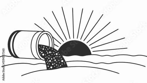 Pollution water waste discharge vector illustration environmental damage sewage contamination ocean river 100