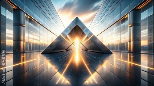 a futuristic, architectural design with a focus on the play of light and shadow on the surface of the structure.