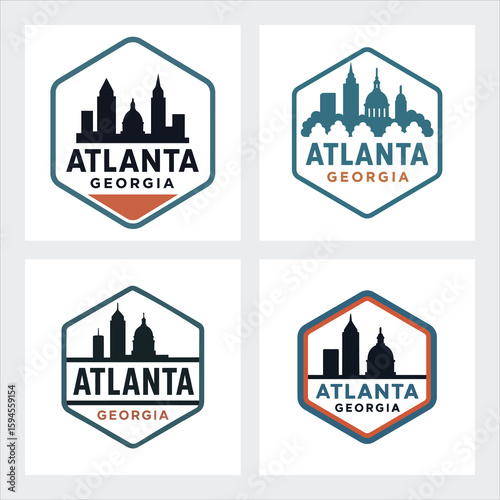 Atlanta Georgia Skyline Logo Bold Black City Silhouette with Iconic Landmarks
