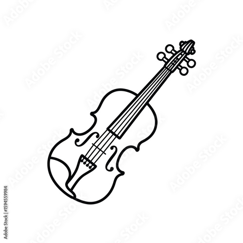 Simple black and white line art illustration of a violin