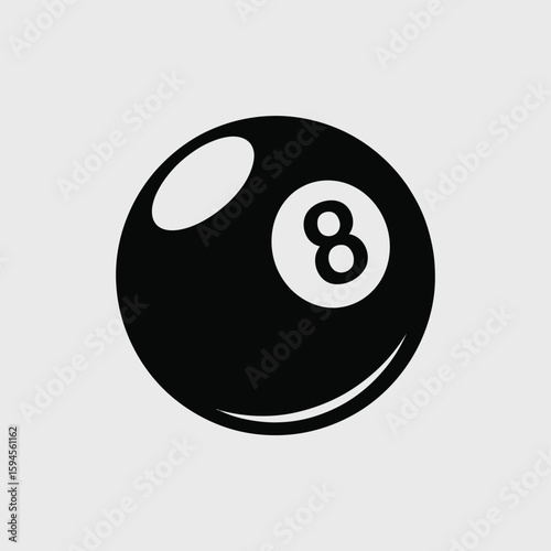 Black eight ball vector icon on a light gray background