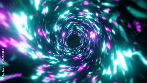 Abstract Glowing Neon Spiral Tunnel