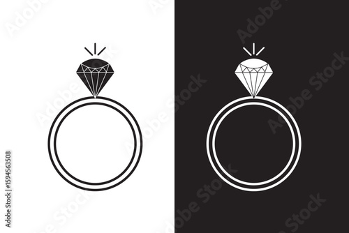 Diamond ring icon Outline vector sign