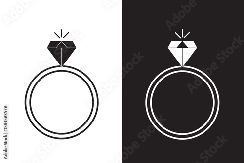 Diamond ring. Engagement ring. Vector
