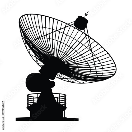 Silhouette of a Satellite Dish Antenna for Communication and Research