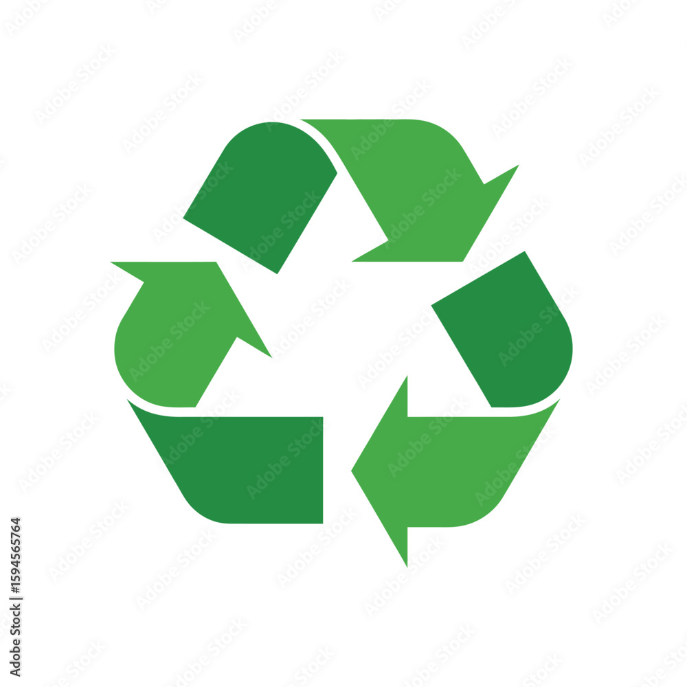 Fototapeta premium Green Recycle Symbol Isolated on White Background for Environmental Concepts