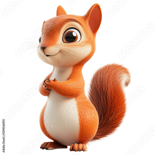 3d rendering icon squirrel illustration PNG. cartoon minimal style squirrel on transparent isolated background.