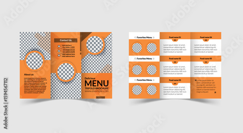 Restaurant trifold food menu pamphlet food delivery brochure design template