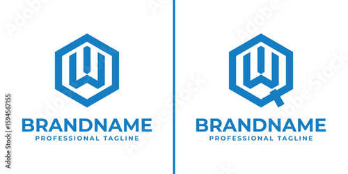 Letters OWI and QWI Hexagon Logo, for OWI, OIW, WIO, WOI, IWO, IOW, QWI, QIW, WIQ, WQI, IWQ, IQW initials