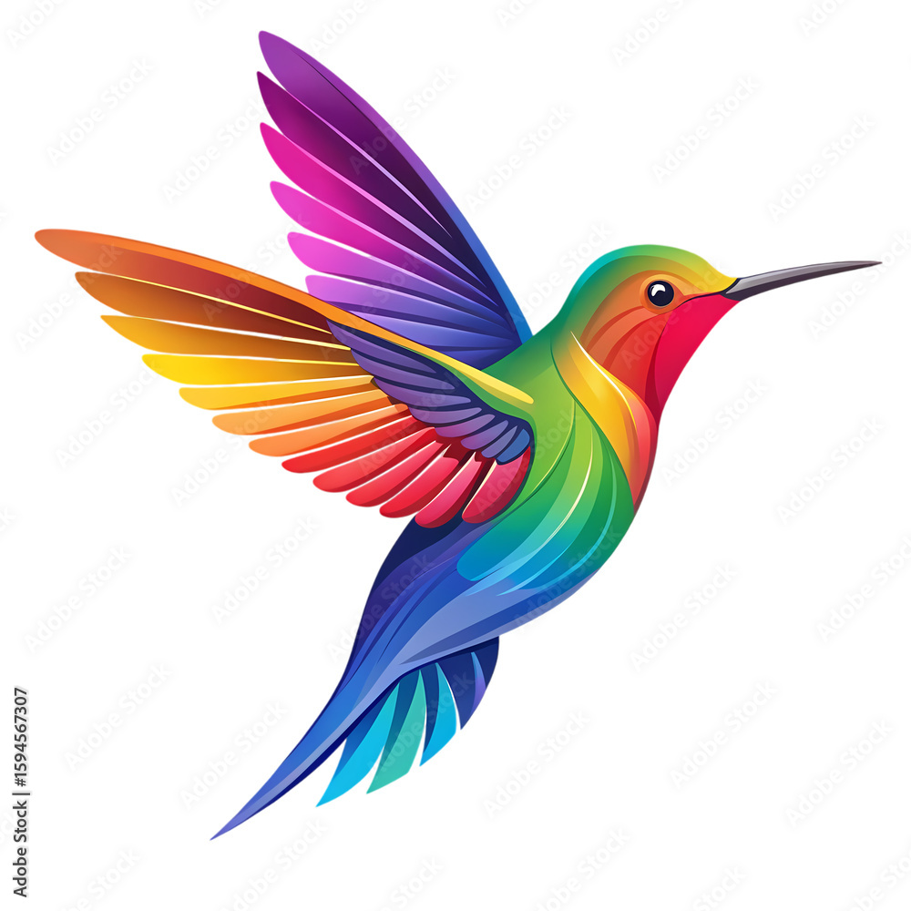 Obraz premium Rainbow Hummingbird Vibrant Wings in Flight