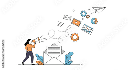 Digital marketing campaign launching content across multiple platforms for business growth and success